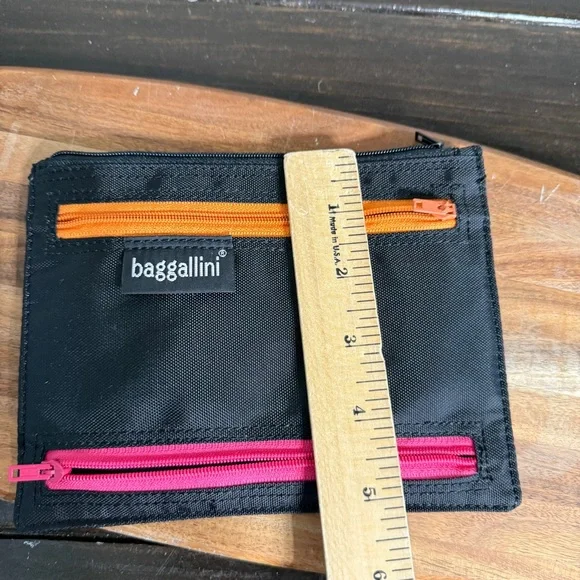 Baggallini Passport and Currency Bag Nylon Zipper Pockets Travel Neon - Picture 6 of 6
